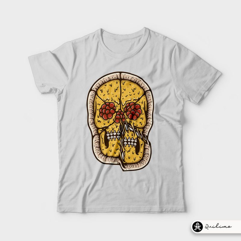 Pizza Skull t shirt designs for print on demand
