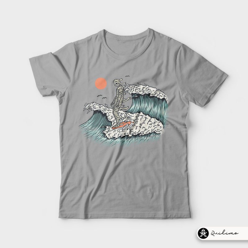 Mummy Surfing t shirt designs for print on demand