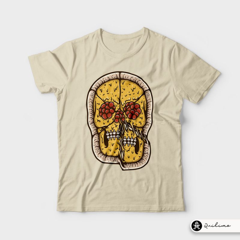 Pizza Skull t shirt designs for print on demand