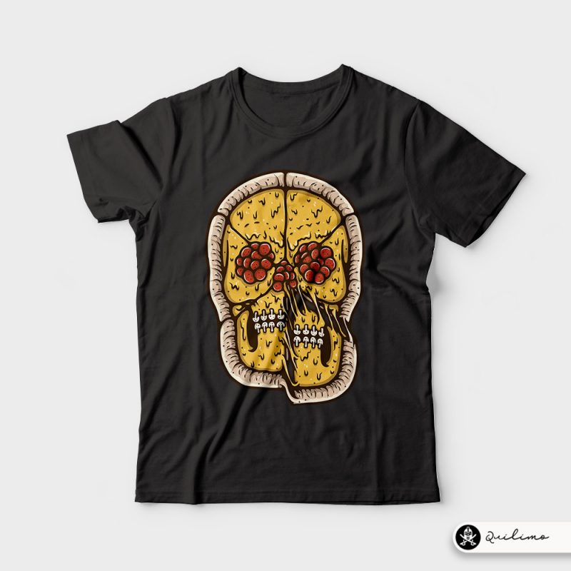 Pizza Skull t shirt designs for print on demand