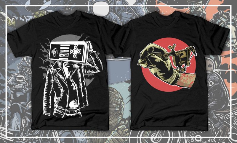 t-shirt vector 100 Tshirt Designs Big Bundle