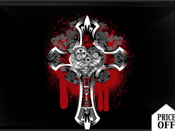 Punk cross vector t-shirt design for commercial use
