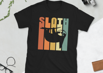 Retro Sloth t shirt design for download