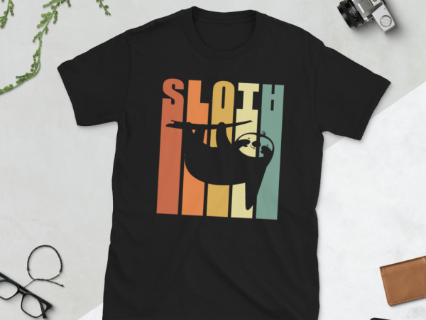 Retro sloth t shirt design for download