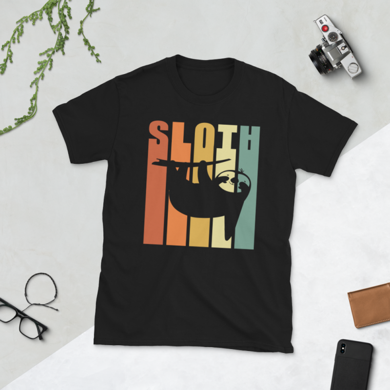 Retro Sloth tshirt designs for merch by amazon