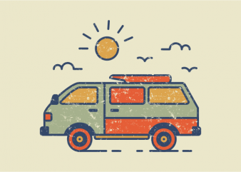 Retro Travel Van vector t-shirt design
