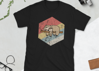 Retro Sloth Sleeping t shirt design to buy