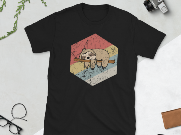 Retro sloth sleeping t shirt design to buy
