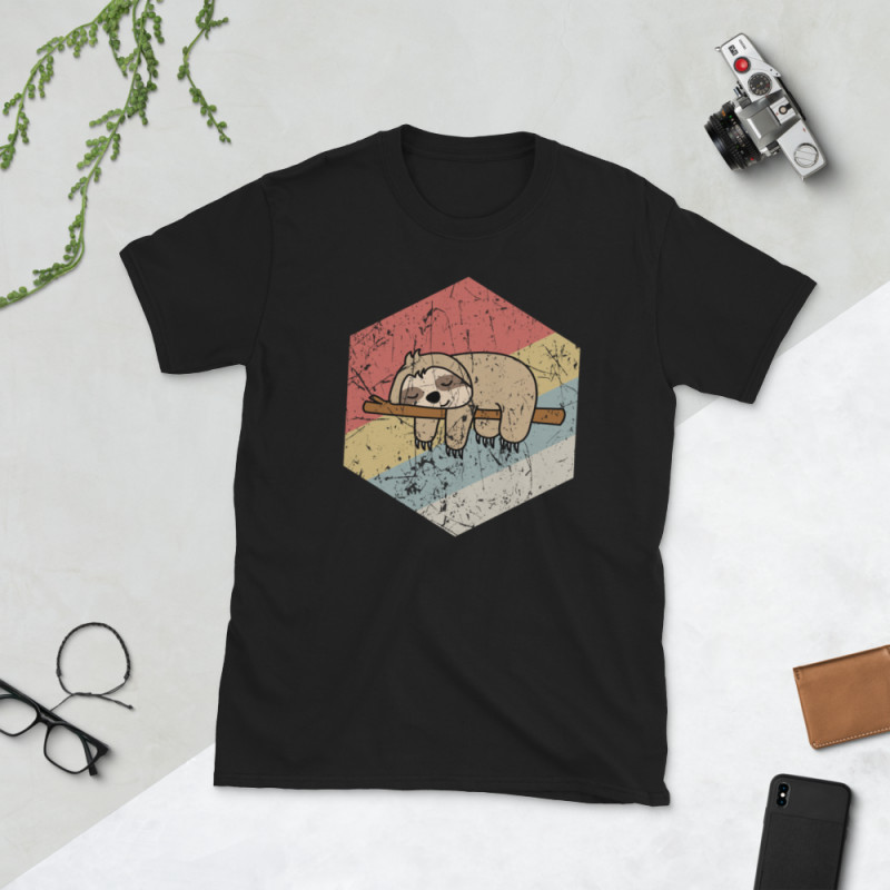 Retro Sloth Sleeping tshirt designs for merch by amazon