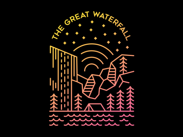 The great waterfall vector t-shirt design template