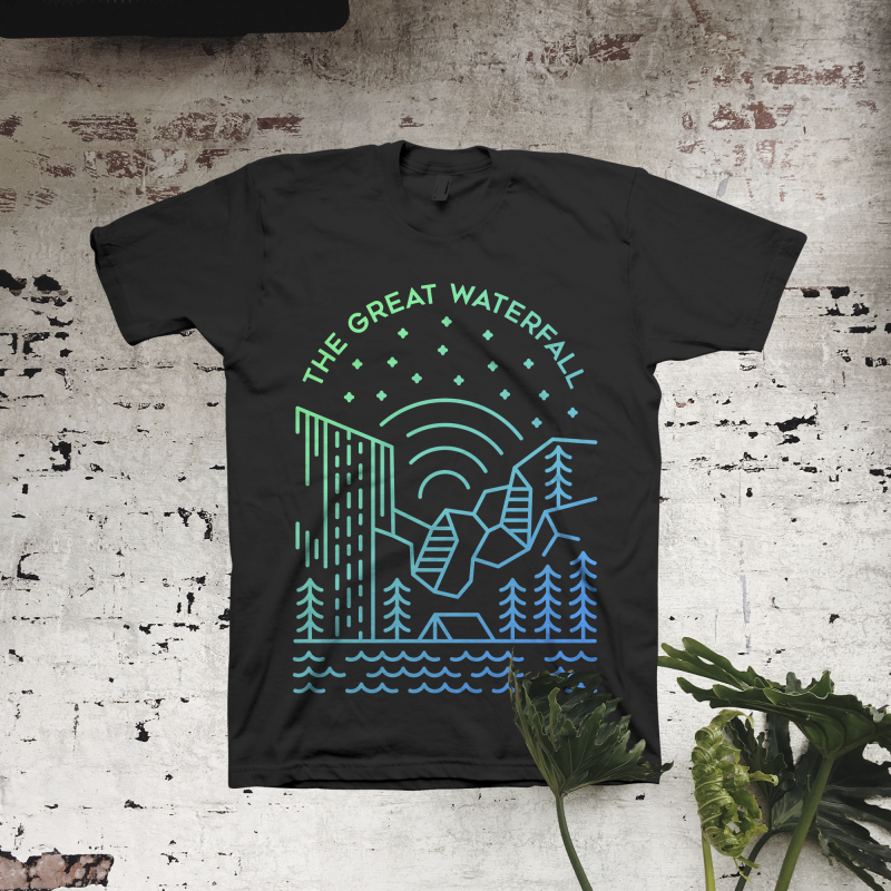 The Great Waterfall t shirt designs for print on demand