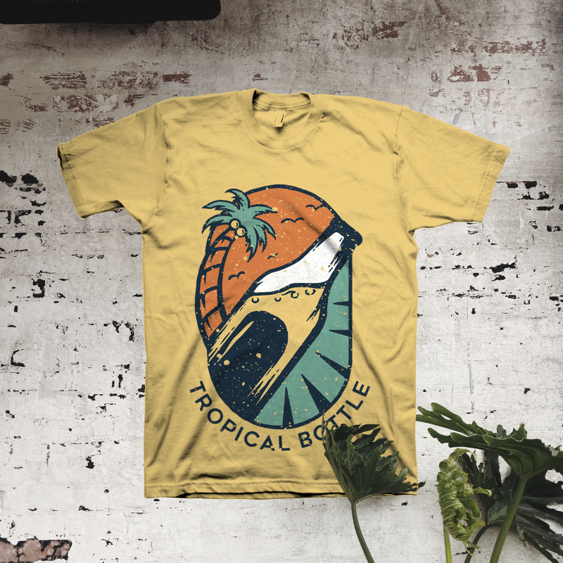 Tropical Bottle t shirt designs for printify