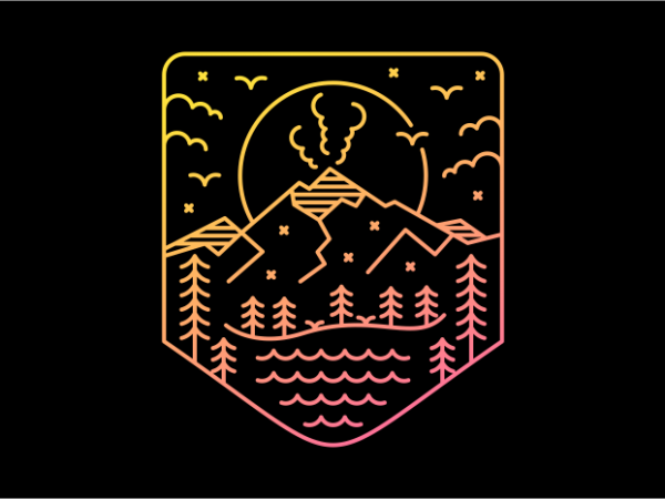 Volcano lines graphic t-shirt design