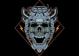 skull machine Vector t-shirt design