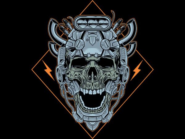 skull machine Vector t-shirt design