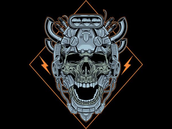 skull machine Vector t-shirt design skull machine Vector t-shirt design