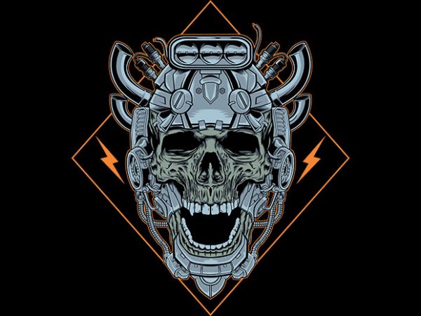 Skull machine vector t-shirt design