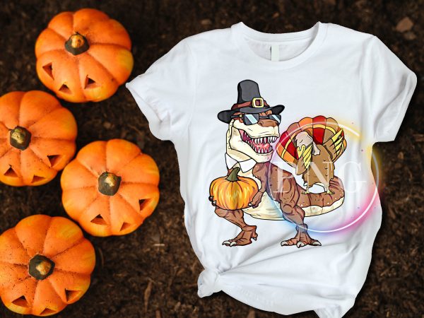 T-rex Dinosaur Turkey Pumpkin Happy Thanksgiving Day T shirt Design Funny T-rex Dinosaur Turkey Pumpkin Happy Thanksgiving Day T shirt Design Funny