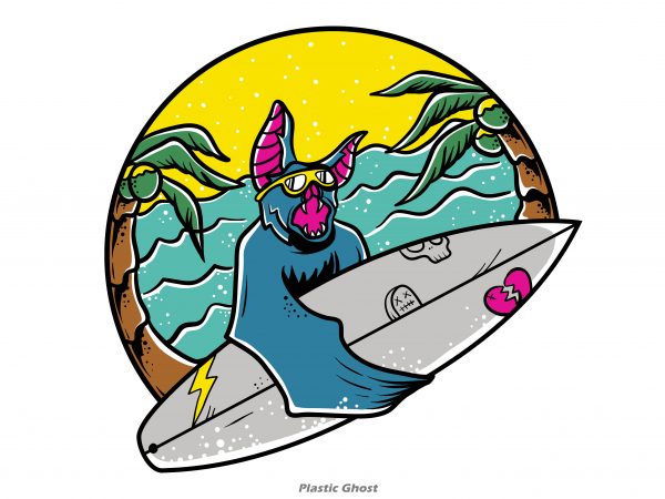 Bat surfing vector t shirt design artwork