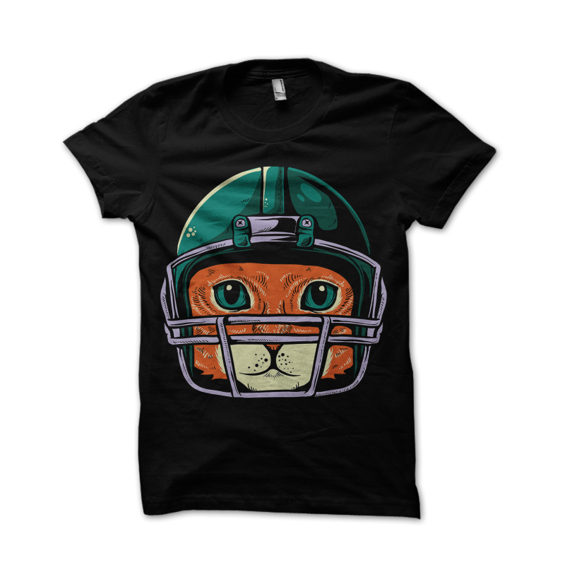 cat american football player t shirt design png