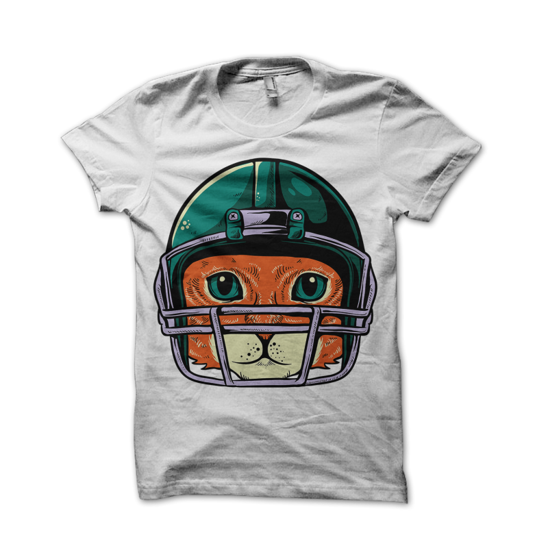 cat american football player t shirt design png