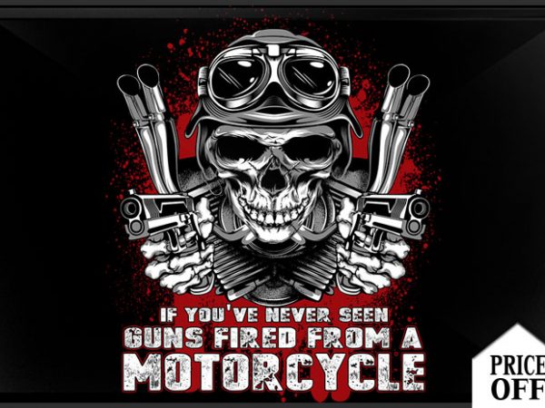 Gun fired from motorcycle tshirt design for sale