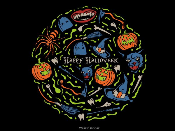Happy Halloween vector t shirt design for download
