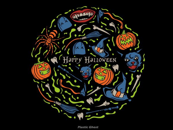 Happy halloween vector t shirt design for download