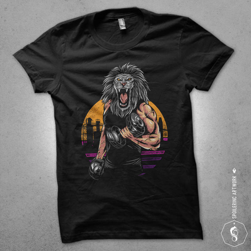 lion gym Graphic t-shirt design buy t shirt designs artwork