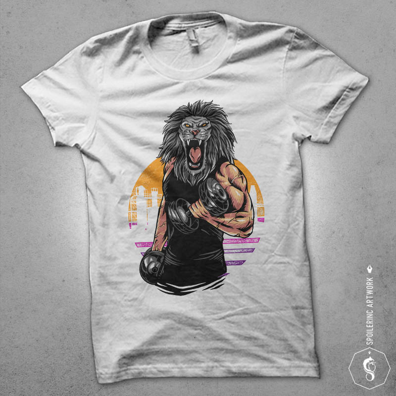 lion gym Graphic t-shirt design buy t shirt designs artwork