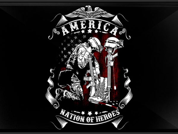 Nation of heroes vector t-shirt design template