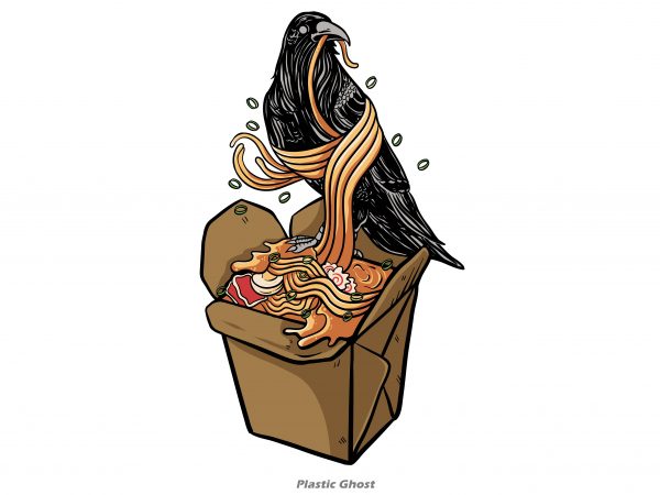 Raven ramen graphic t-shirt design