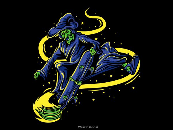 Witch skateboarding design for t shirt