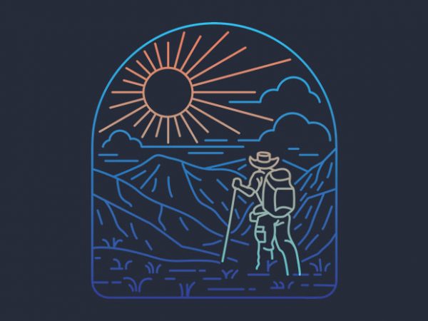 Hiker line t shirt design png Hiker line t shirt design png