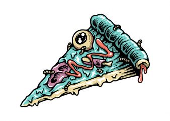 Pizza Zombie t-shirt design for commercial use