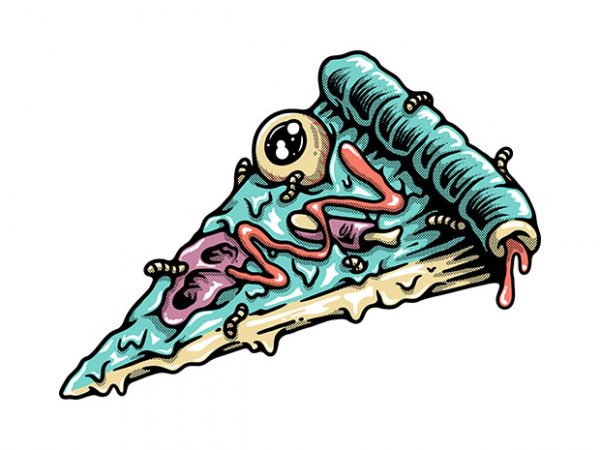 Pizza zombie t-shirt design for commercial use