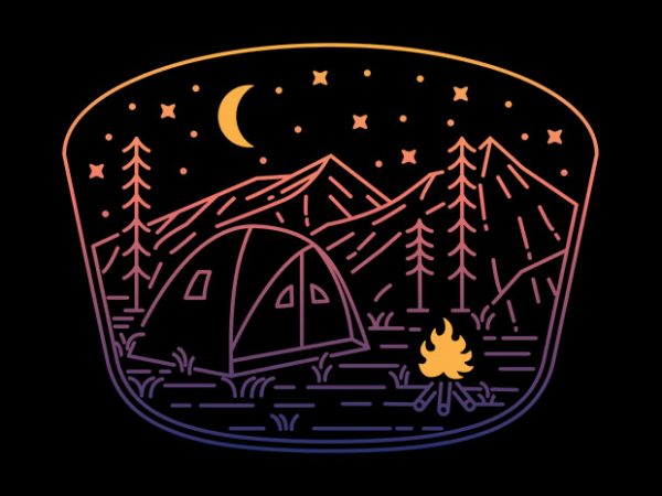 Camp fire line t shirt design png