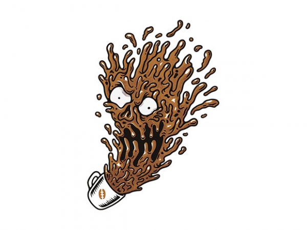 Coffee monster t-shirt design for sale