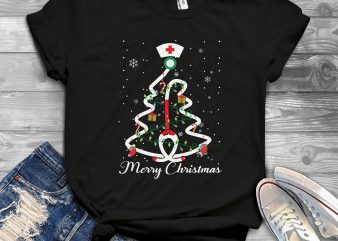 Female Nurse Christmas Tree buy t shirt design for commercial use