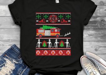 Firefighter Ugly Sweater t shirt design template