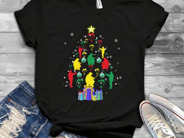 Fishing christmas tree t shirt design for purchase