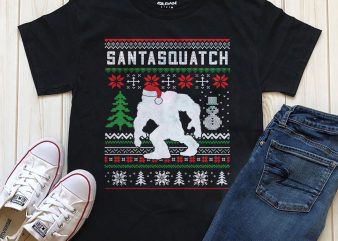 SANTA Squatch Bigfoot Christmas png T-SHIRT DESIGN FOR SALE