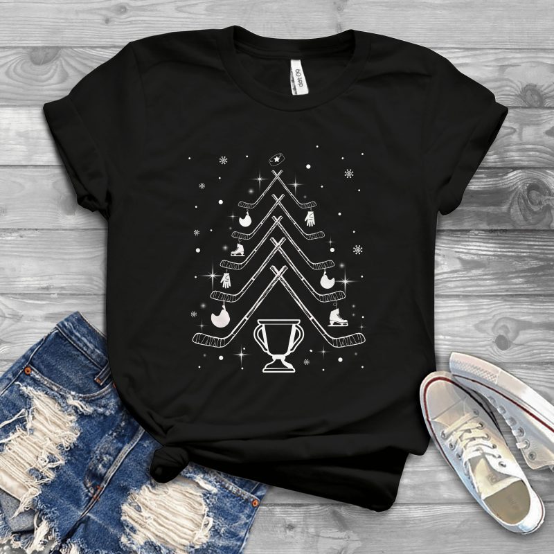 Hockey Christmas Tree vector shirt designs
