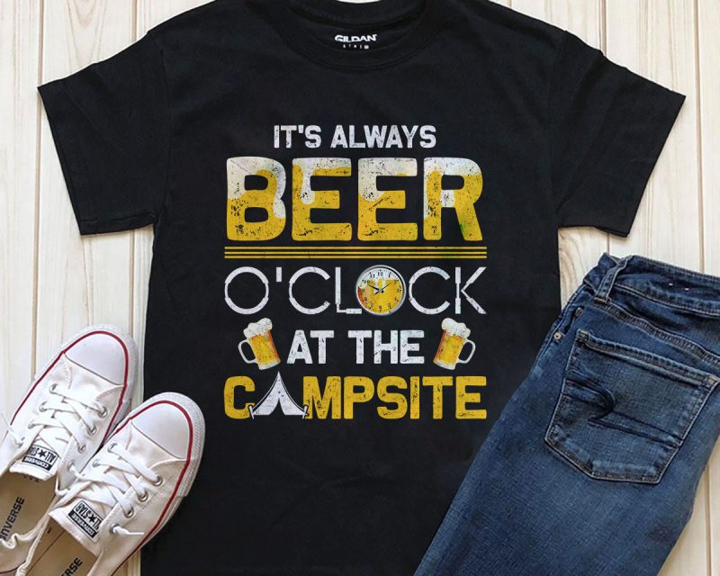 Beer oclock campsite vector shirt designs