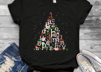 Alphabet Christmas Tree t shirt design png
