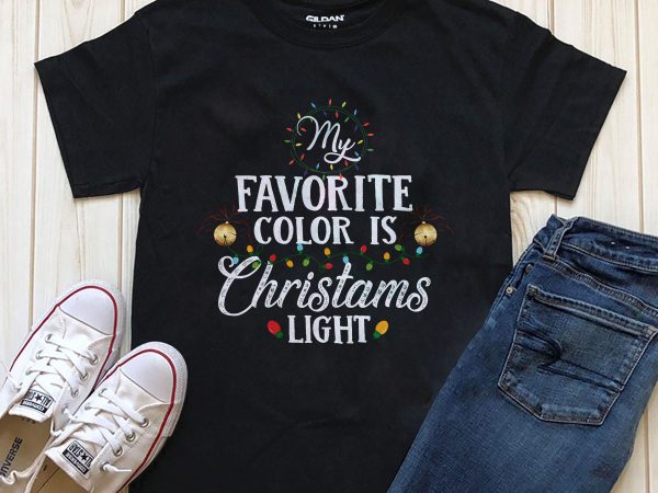 My favorite color is christmas light t-shirt png template editable text tshirt design