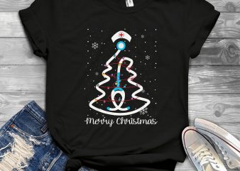 Male Nurse Christmas Tree t-shirt design for sale