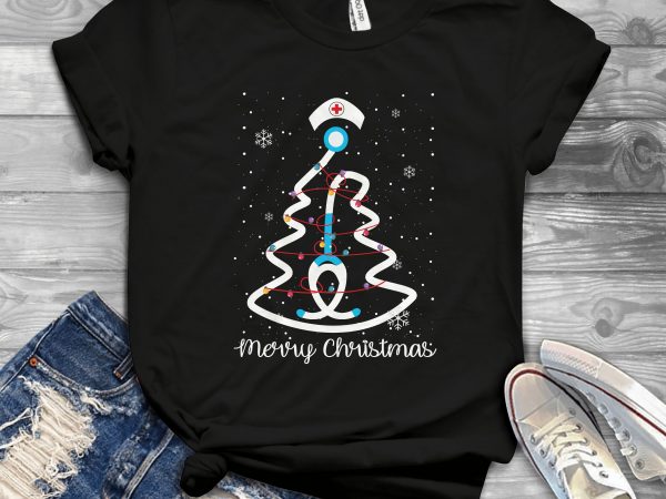 Male nurse christmas tree t-shirt design for sale