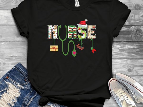 Nurse christmas t shirt design template