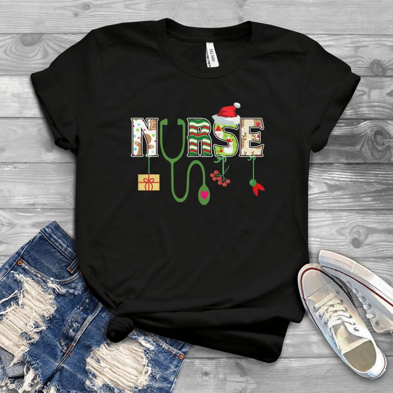 Nurse Christmas t shirt designs for printful